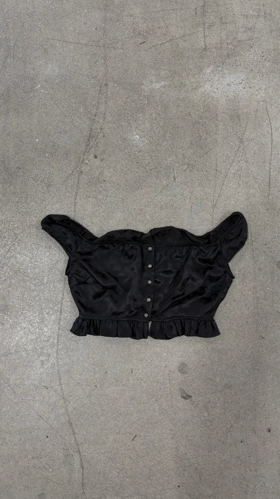 Chrome Hearts Black Silk Shoulder Top