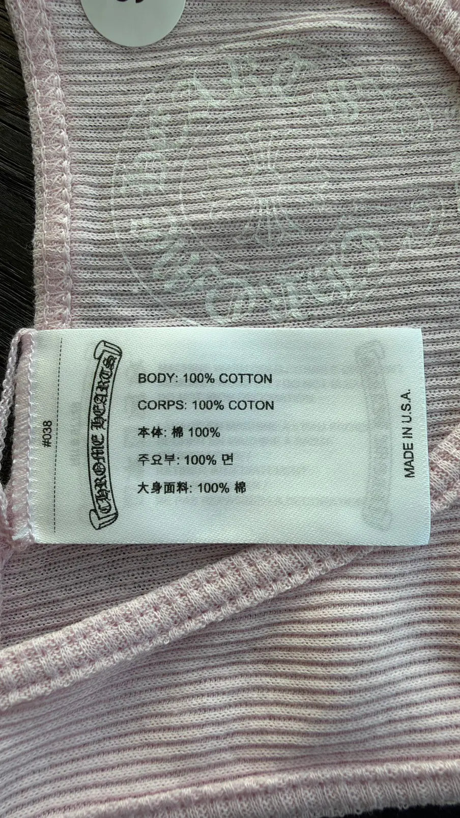 Chrome Hearts Pink T-Bar Rib Tank Top Size S Chrome Hearts