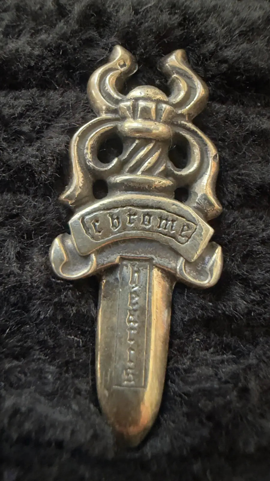 Chrome Hearts Black Corduroy Dagger Slippers