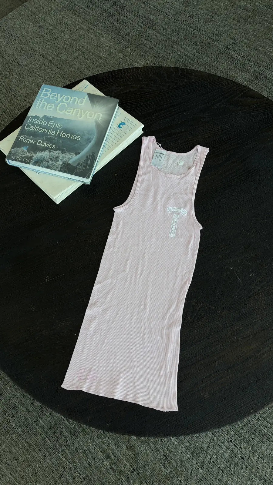 Chrome Hearts Pink T-Bar Script Rib Tank Top Size L Chrome Hearts