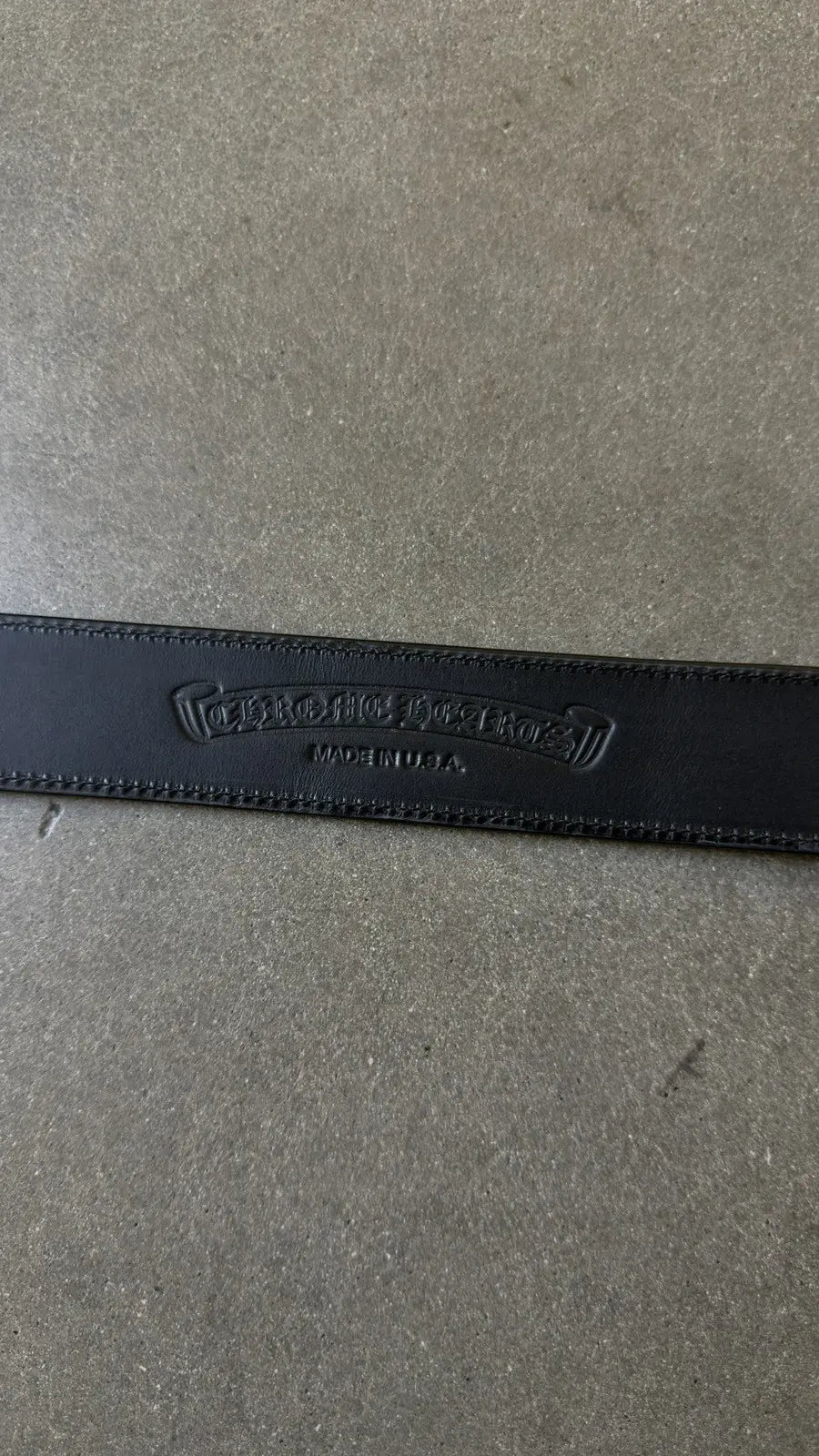 Chrome Hearts Black Leather Roller Belt