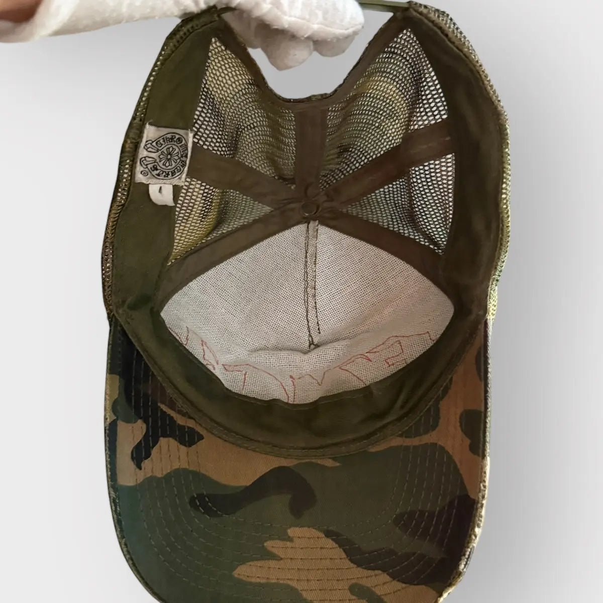 Chrome Hearts Fuck Leather Patch Camo Trucker Hat