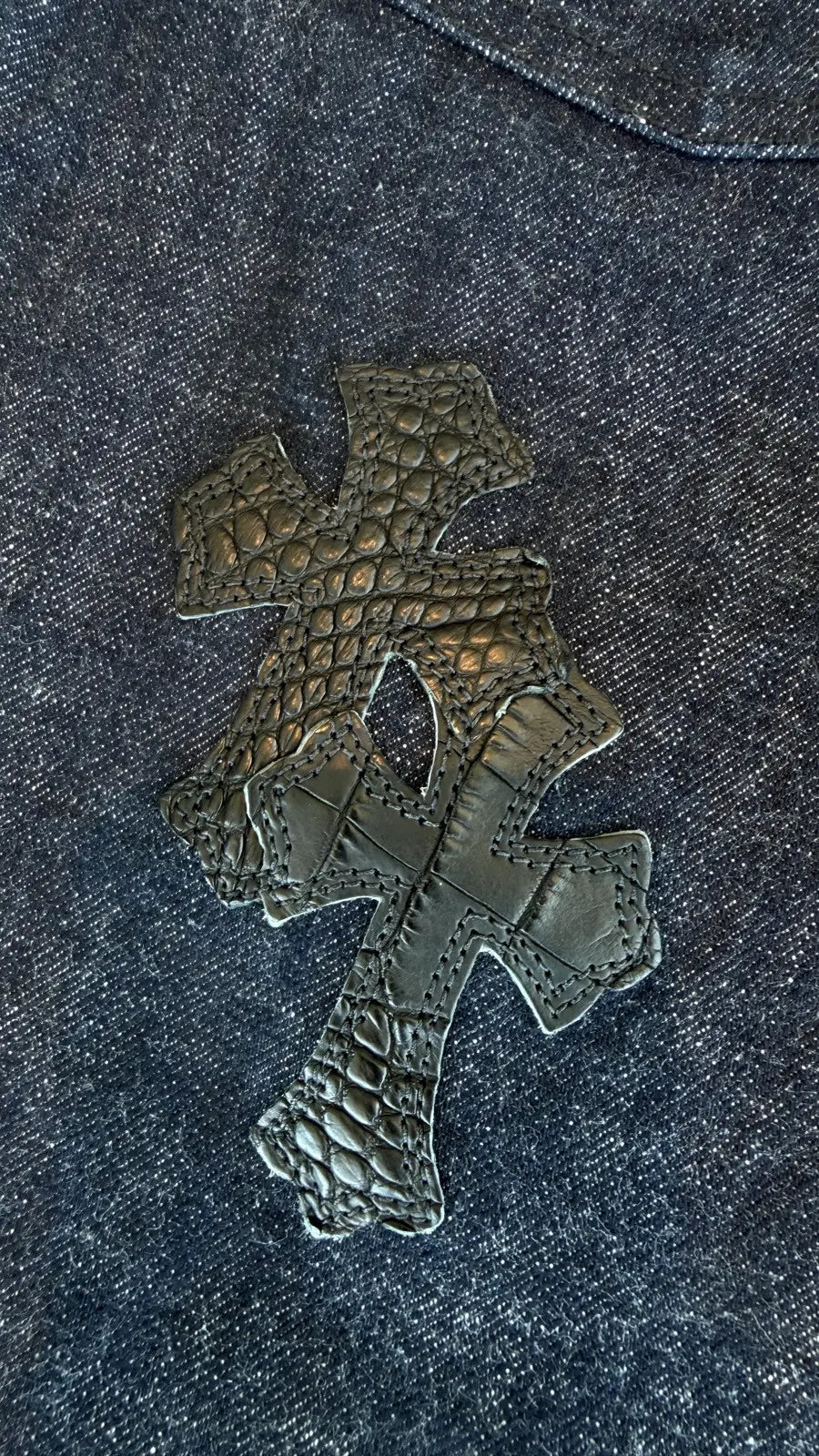 Chrome Hearts Crocodile Cross Patch Jeans Chrome Hearts