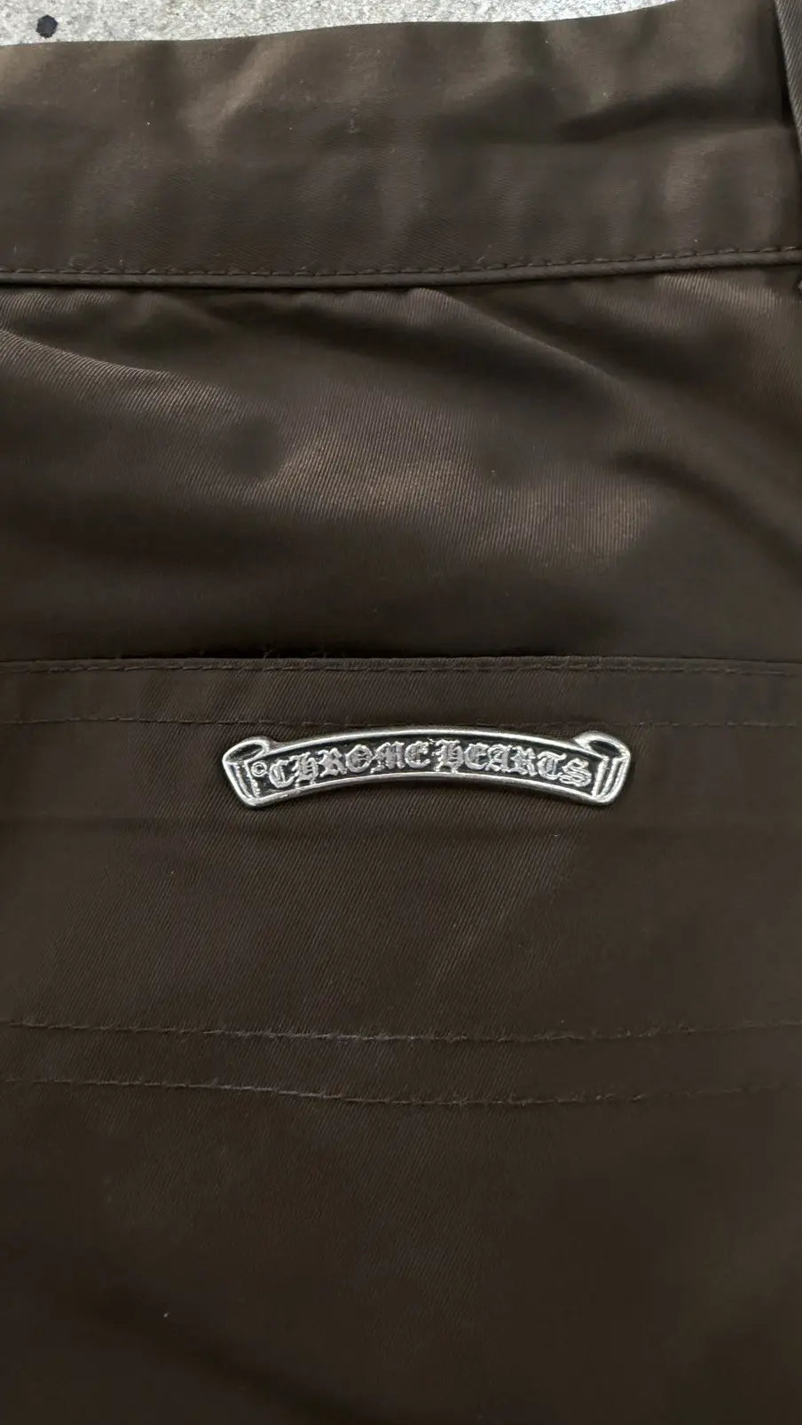 Chrome Hearts Brown Nylon and Leather Double Knee Pants