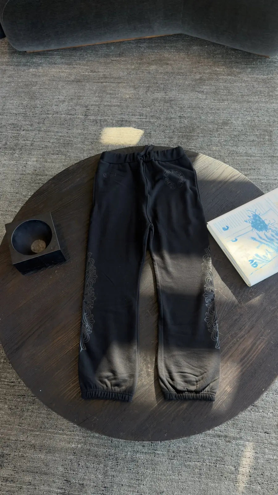 Chrome Hearts Black on Black Floral Sweatpants Size S Chrome Hearts