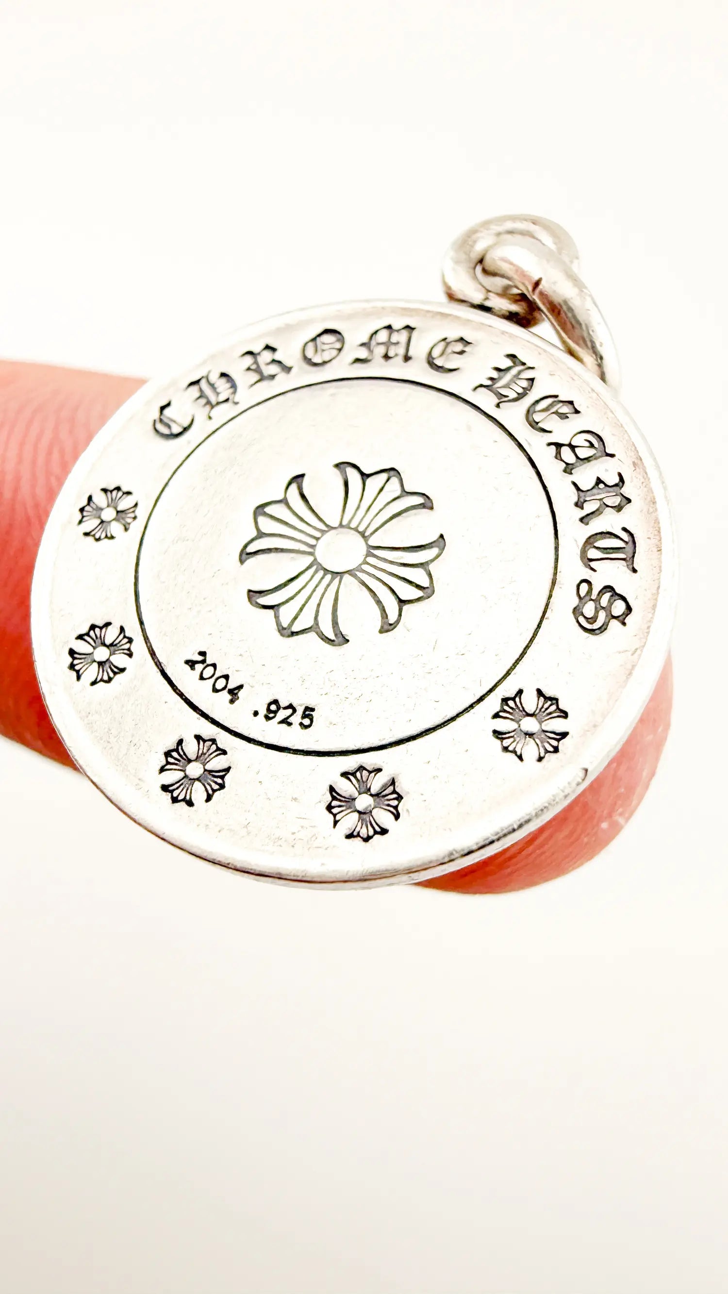 Chrome Hearts Black Diamond Embellished Coin Pendant
