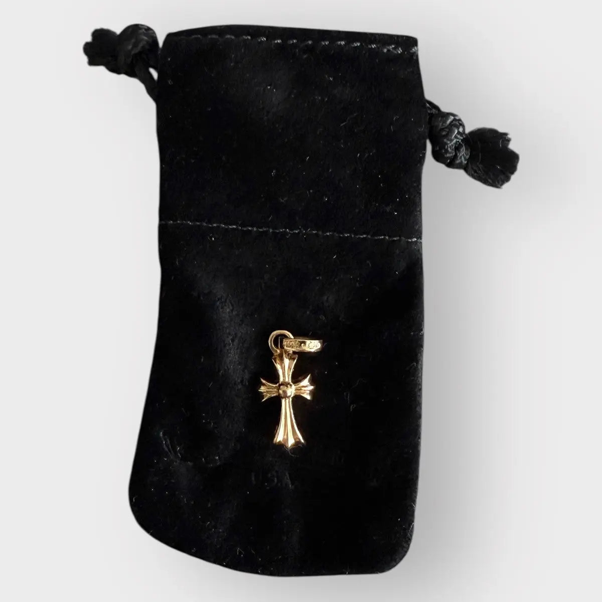 Chrome Hearts 22k Gold Blue Sapphire Babyfat Pendant