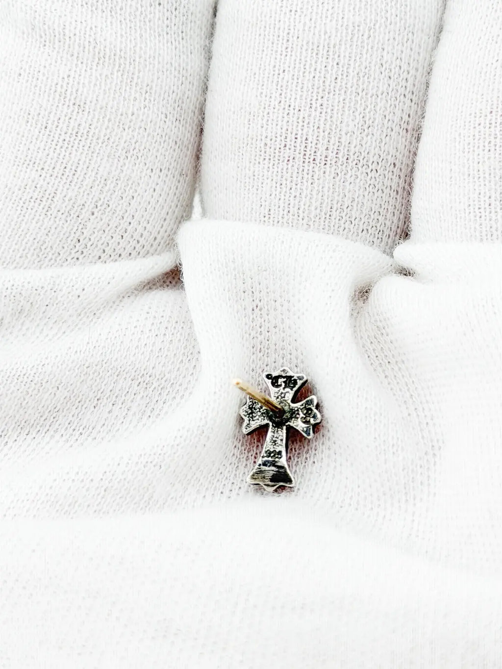 Chrome Hearts Silver Cross Earring Stud