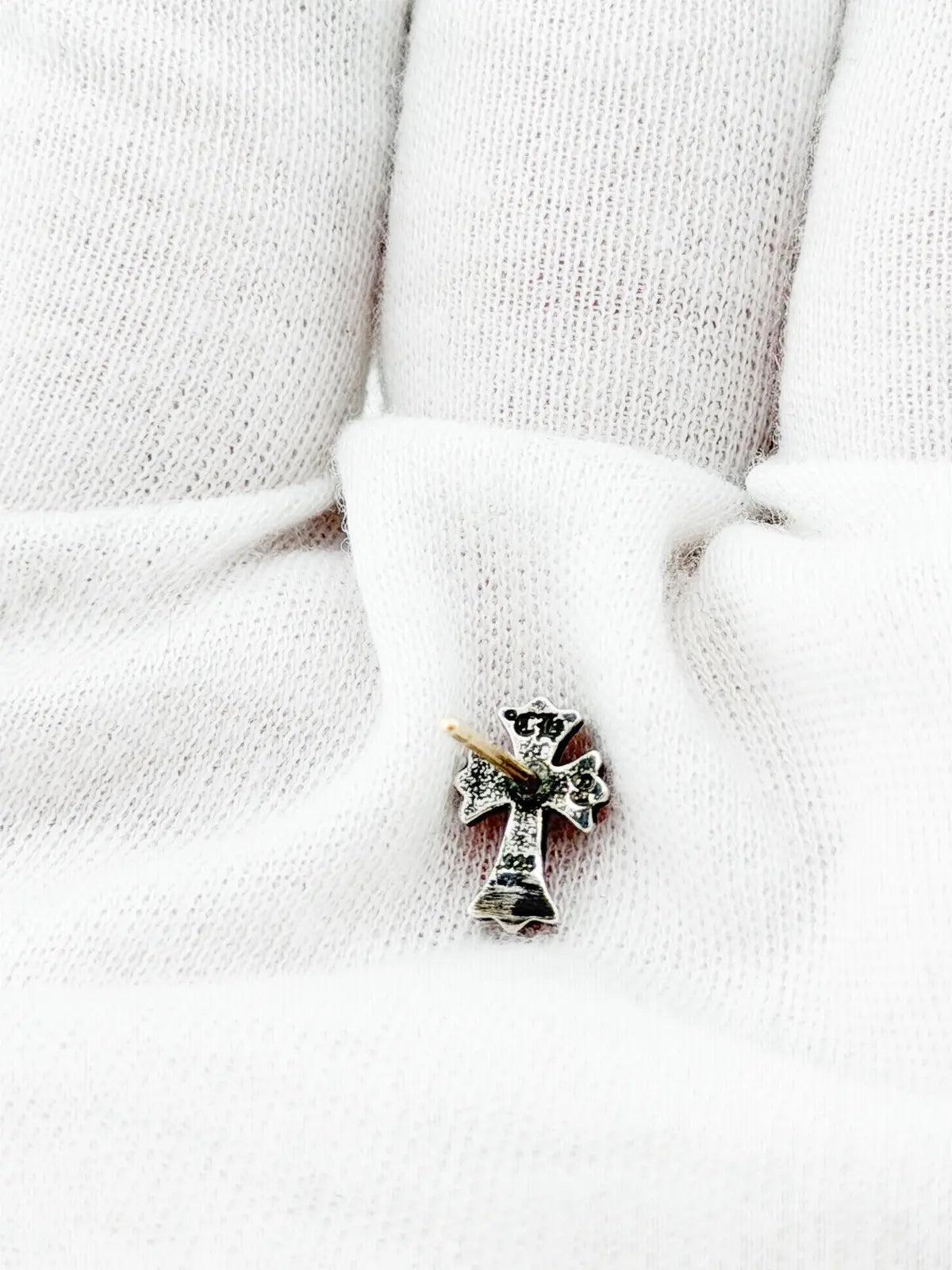 Chrome Hearts Silver Cross Earring Stud