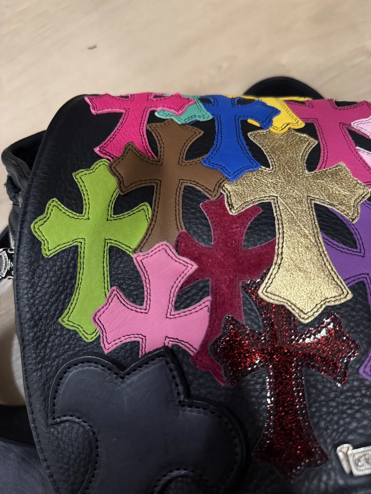 Chrome Hearts Multicolor Patch Leather Gunslinger Backpack