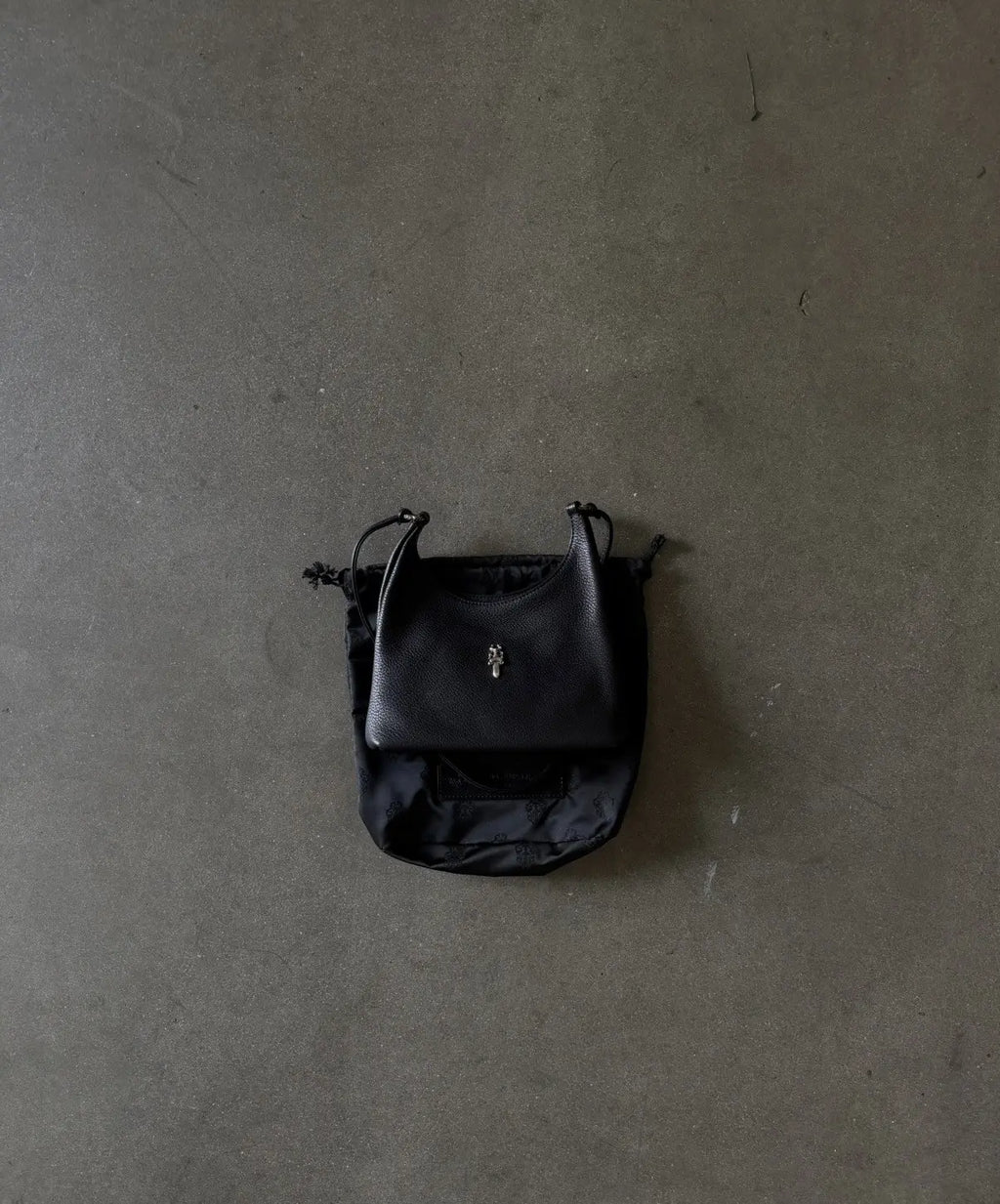 Chrome Hearts Black Leather Viv Bag