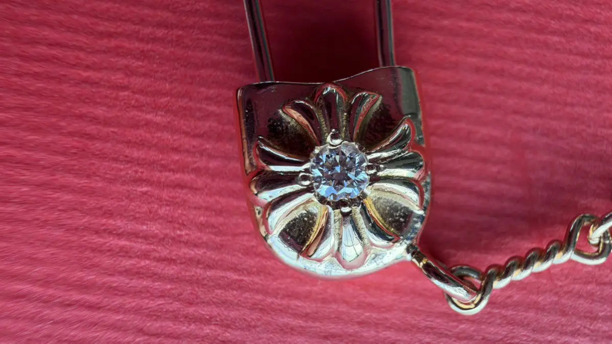 Chrome Hearts 22K Gold Diamond Safety Pin Necklace - 16 Inches Chrome Hearts