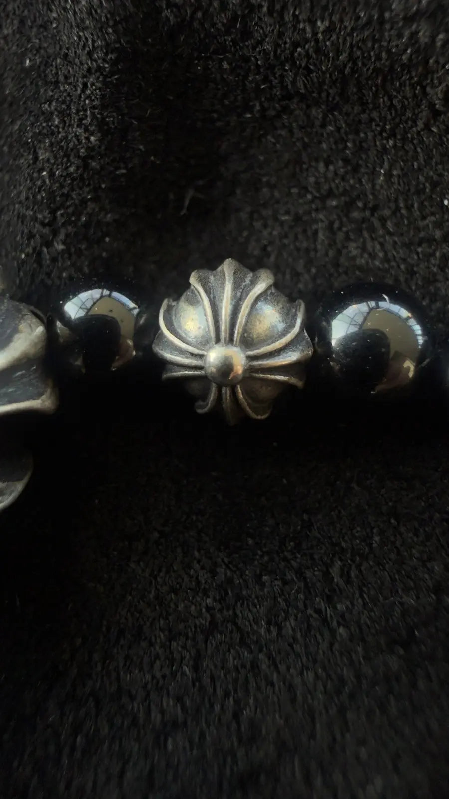 Chrome Hearts Black Onyx Beaded Bracelet Chrome Hearts