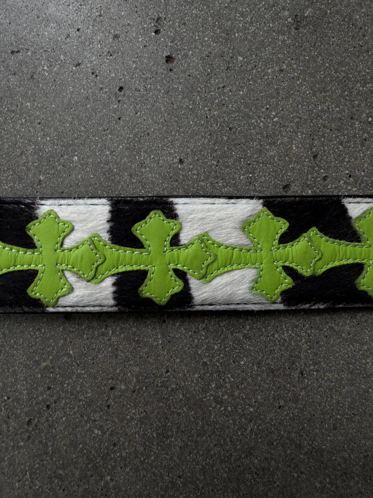Chrome Hearts Zebra Green Patch Cross Patch Belt