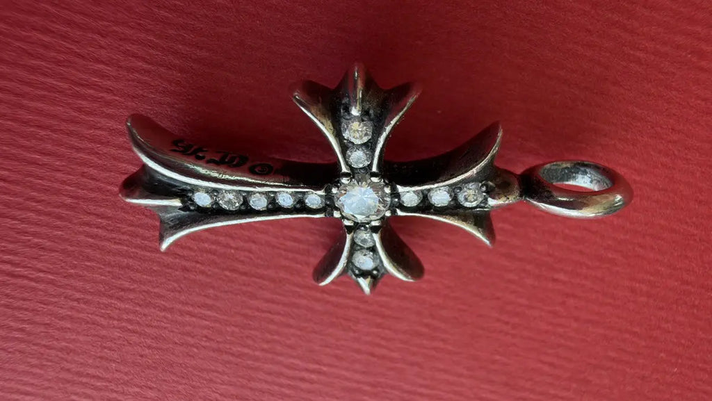 Chrome Hearts Tiny CH Cross Pave Diamond Pendant Chrome Hearts