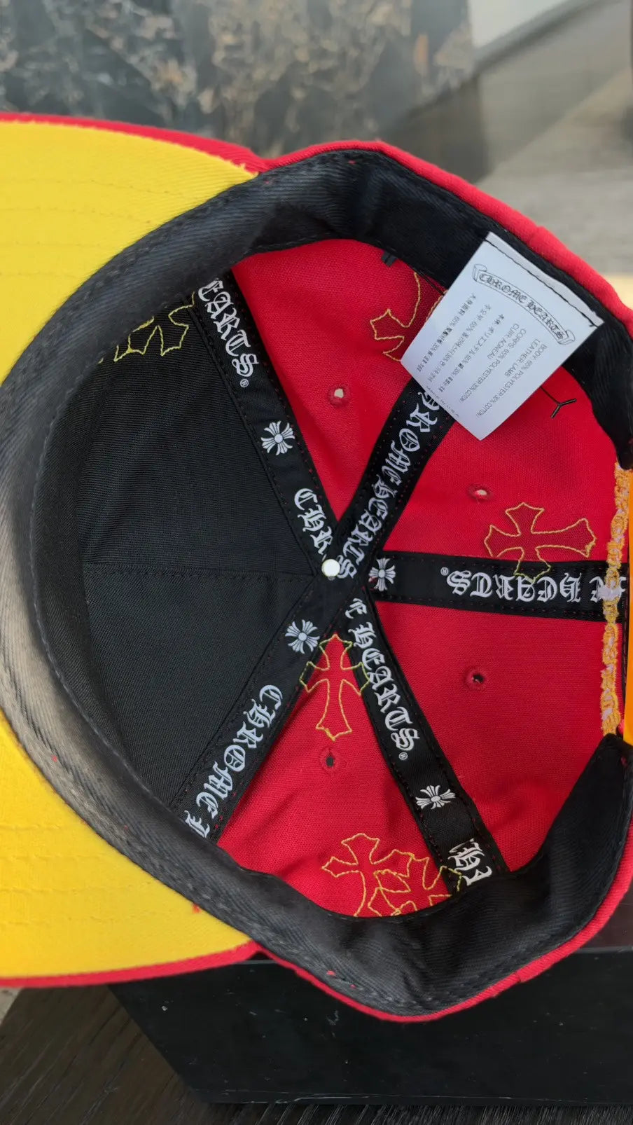 Chrome Hearts Red Yellow Cross Patch Baseball Cap Chrome Hearts