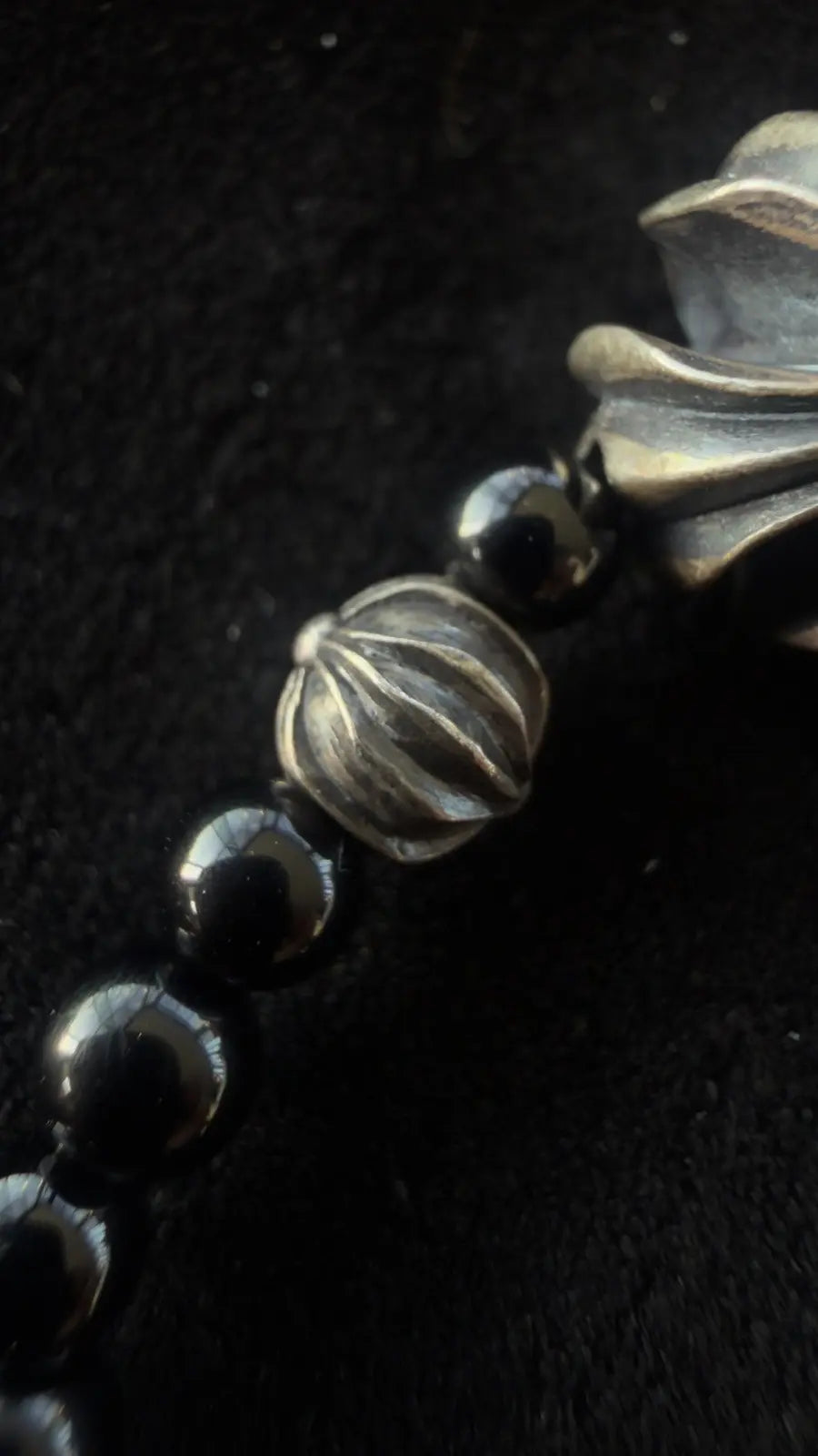 Chrome Hearts Black Onyx Beaded Bracelet Chrome Hearts