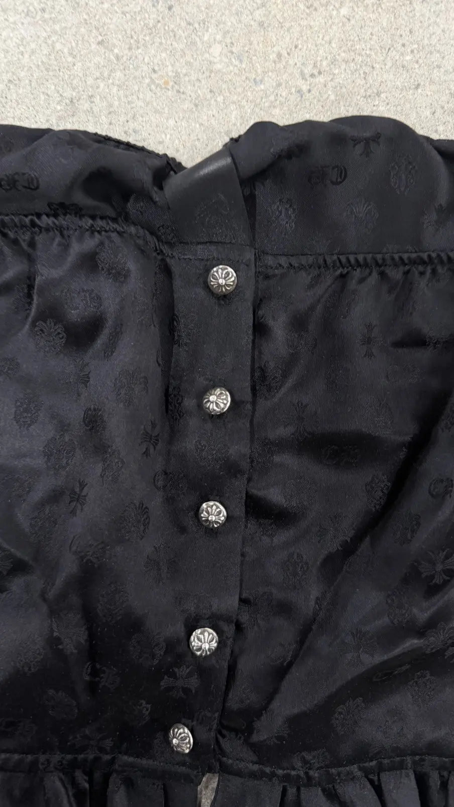Chrome Hearts Black Silk Shoulder Top