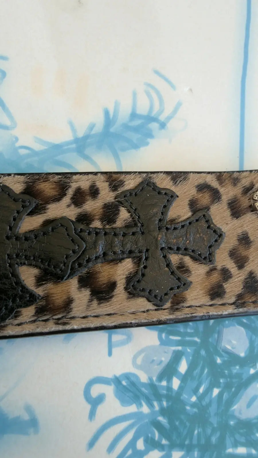 Chrome Hearts-Style Leopard Print Ponyhair Belt Strap Chrome Hearts