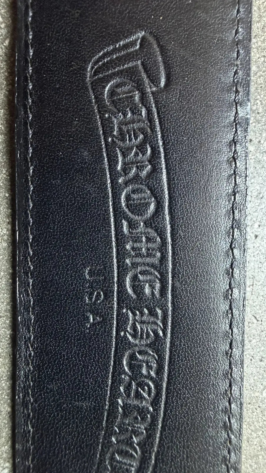 Chrome Hearts Black Leather Scroll Ring Belt