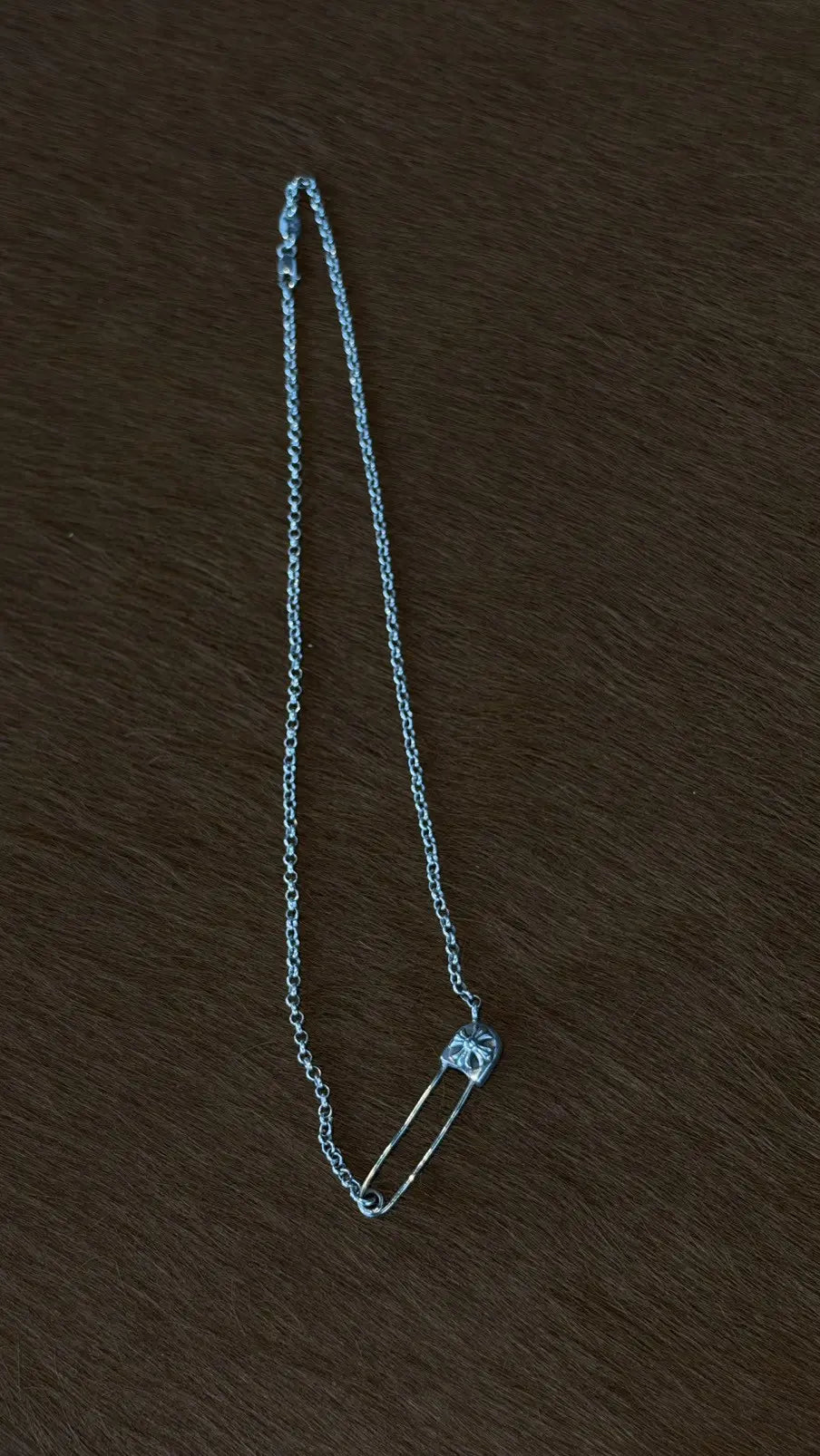 Chrome Hearts Floral Cross Safety Pin Necklace - 16 Inches Chrome Hearts