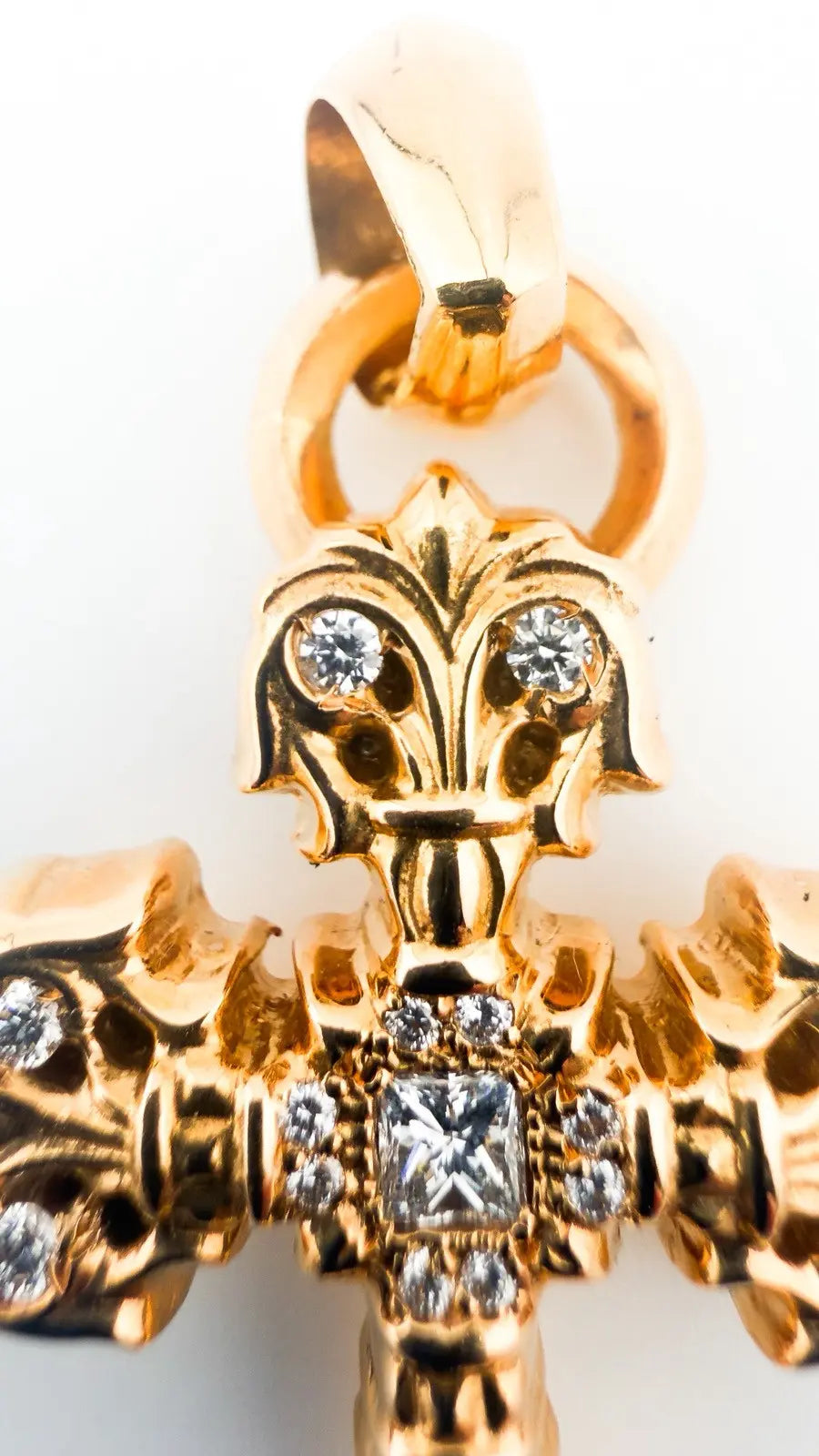 Chrome Hearts 22k Gold & Diamond Filigree Cross Pendant