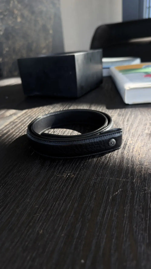 Chrome Hearts Black Textured Leather Belt Strap Chrome Hearts