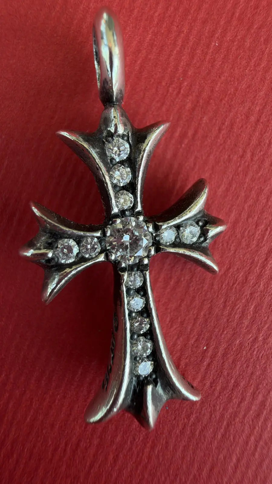 Chrome Hearts Tiny CH Cross Pave Diamond Pendant Chrome Hearts