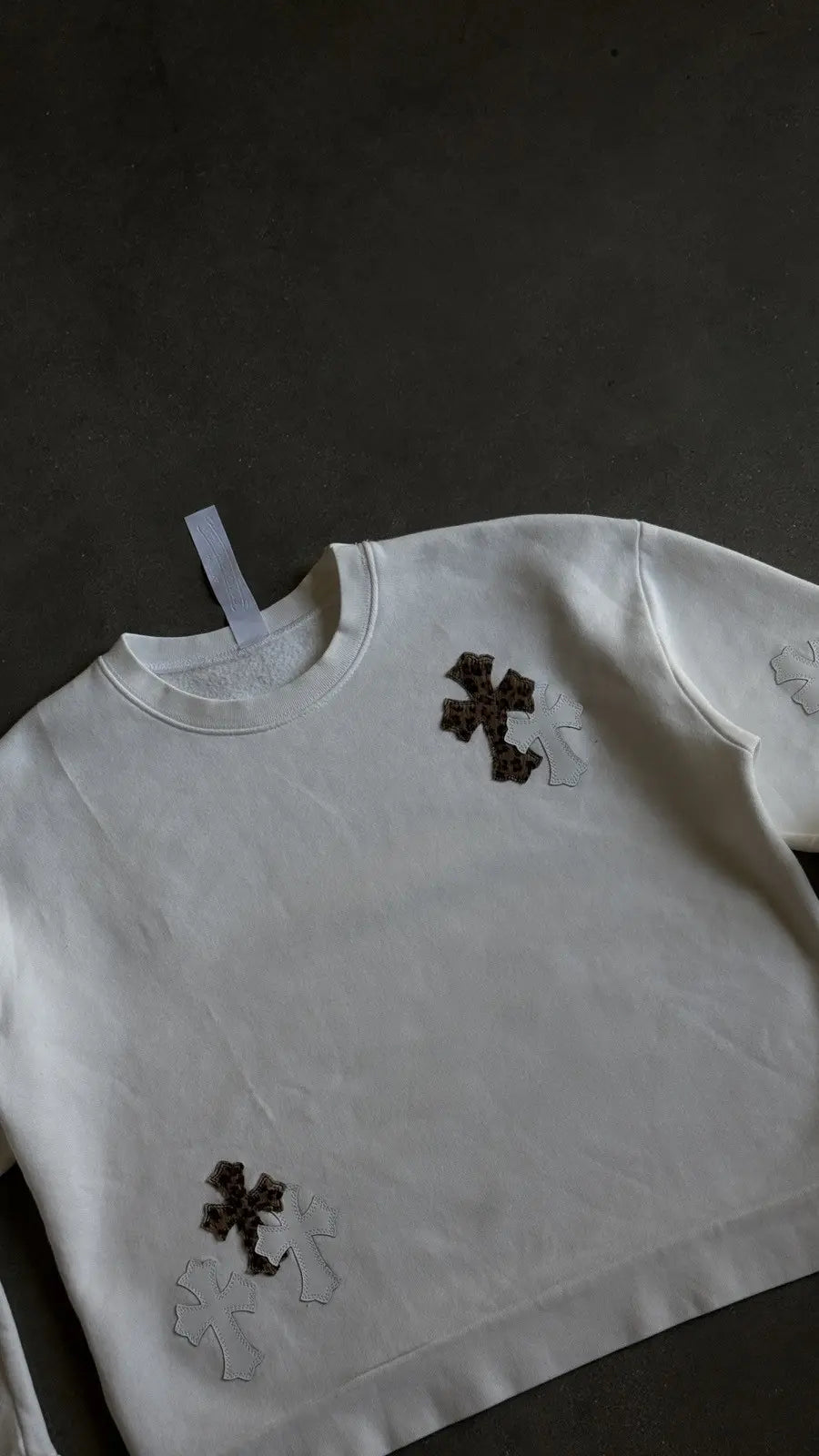 Chrome Hearts White & Leopard Cross Patch Sweatshirt