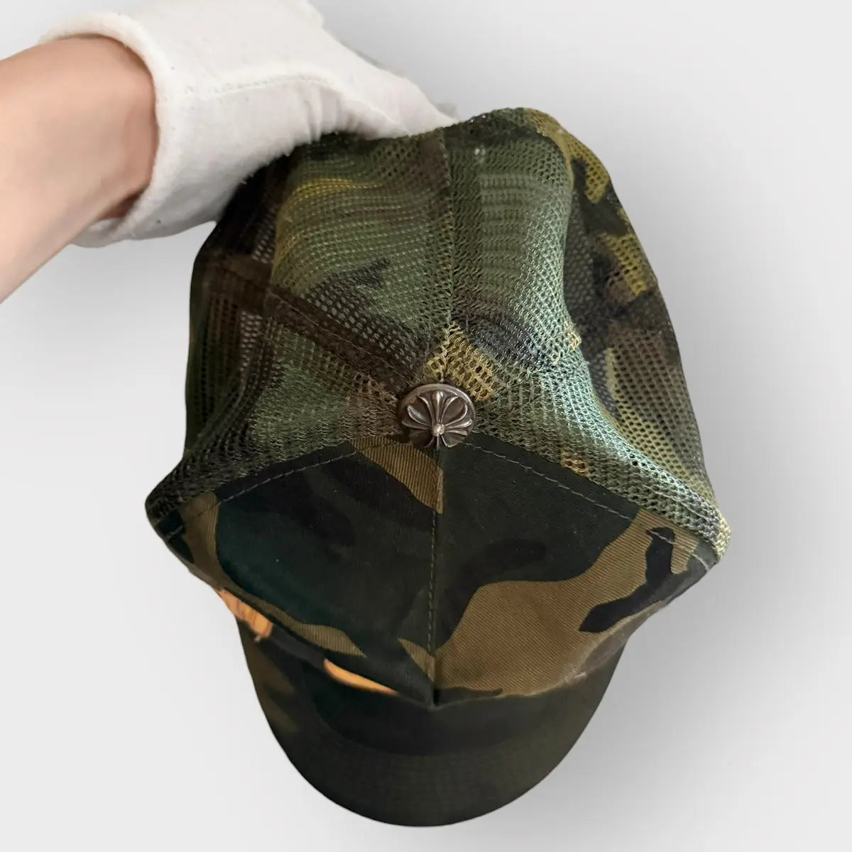 Chrome Hearts Fuck Leather Patch Camo Trucker Hat