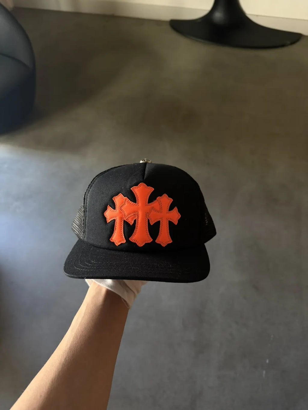Chrome Hearts Triple Orange Patch Trucker Hat