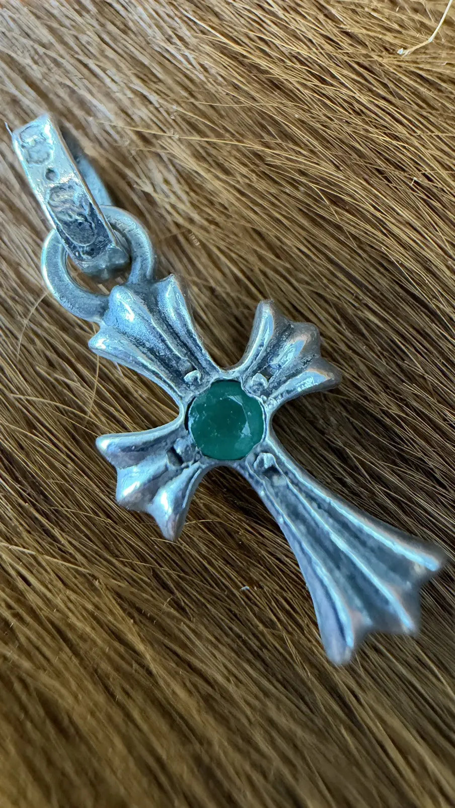 Chrome Hearts Emerald Baby Fat Cross Pendant Chrome Hearts