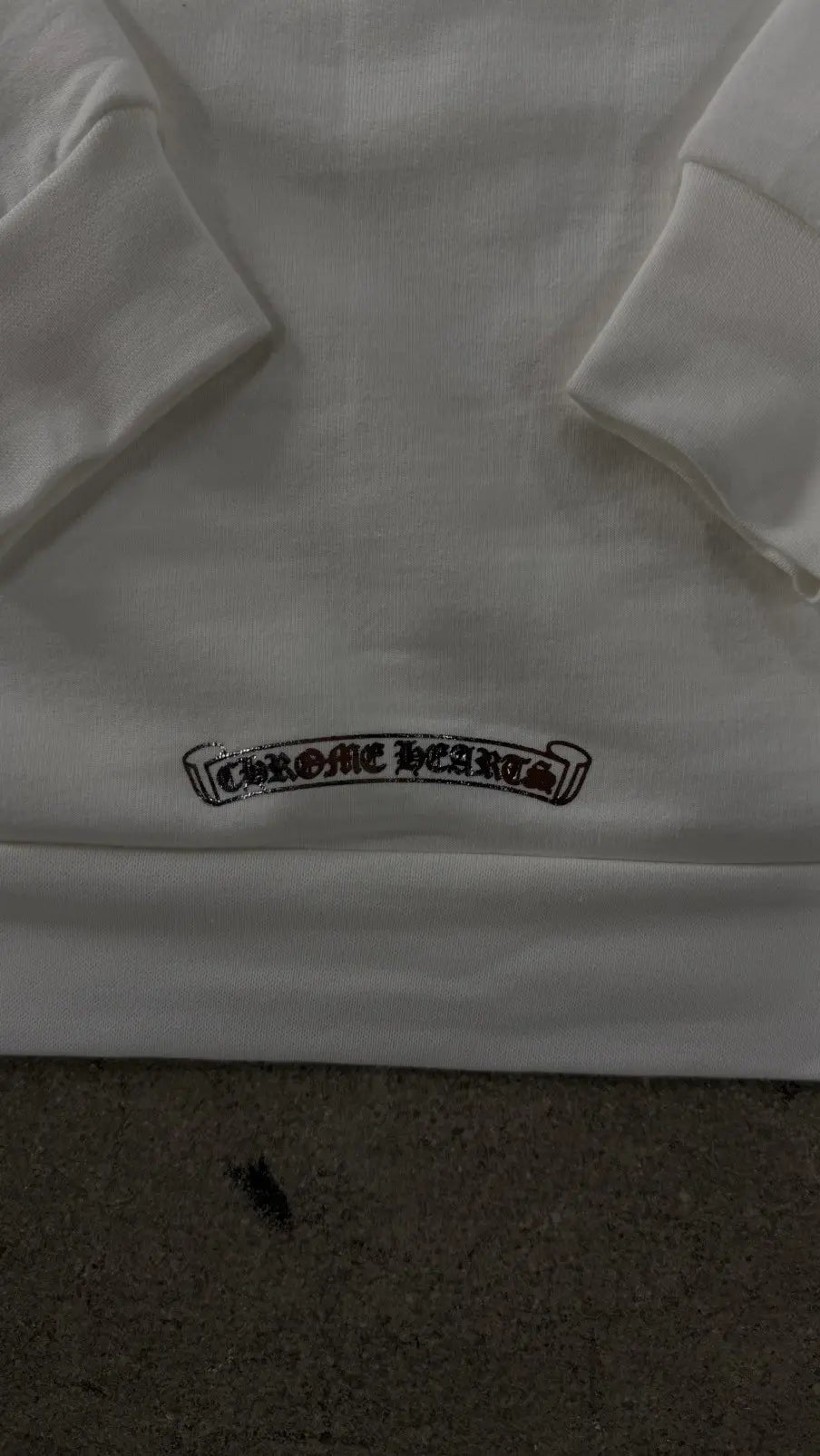 Chrome Hearts White Foil Hoodie Silver Scroll Script