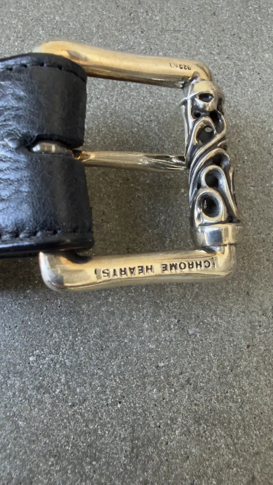Chrome Hearts Black Leather Roller Belt