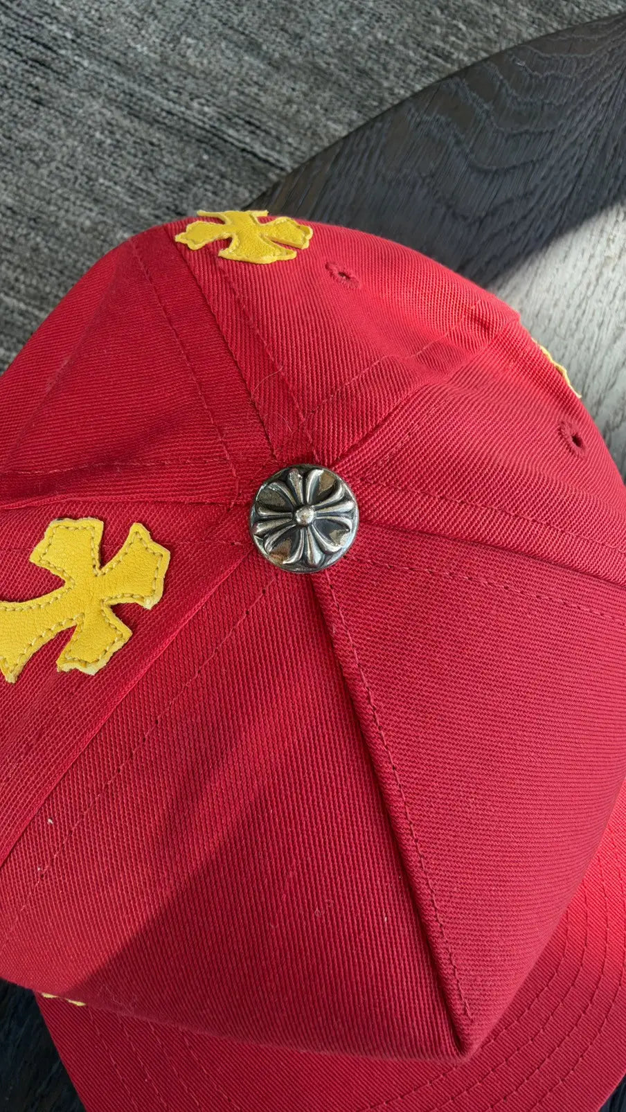Chrome Hearts Red Yellow Cross Patch Baseball Cap Chrome Hearts