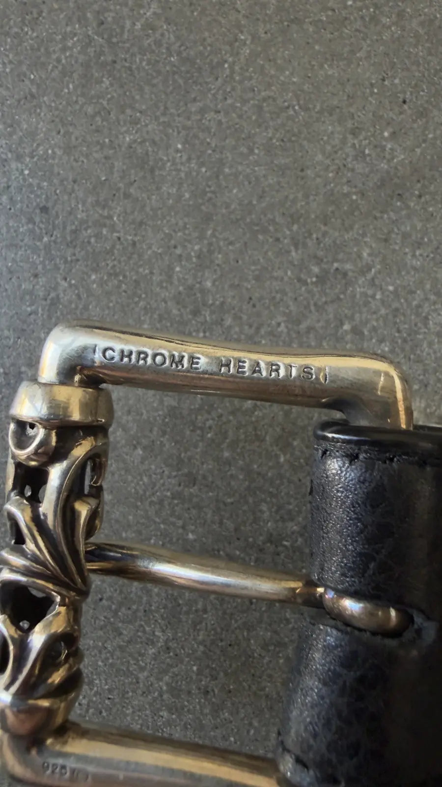 Chrome Hearts Black Leather Roller Belt