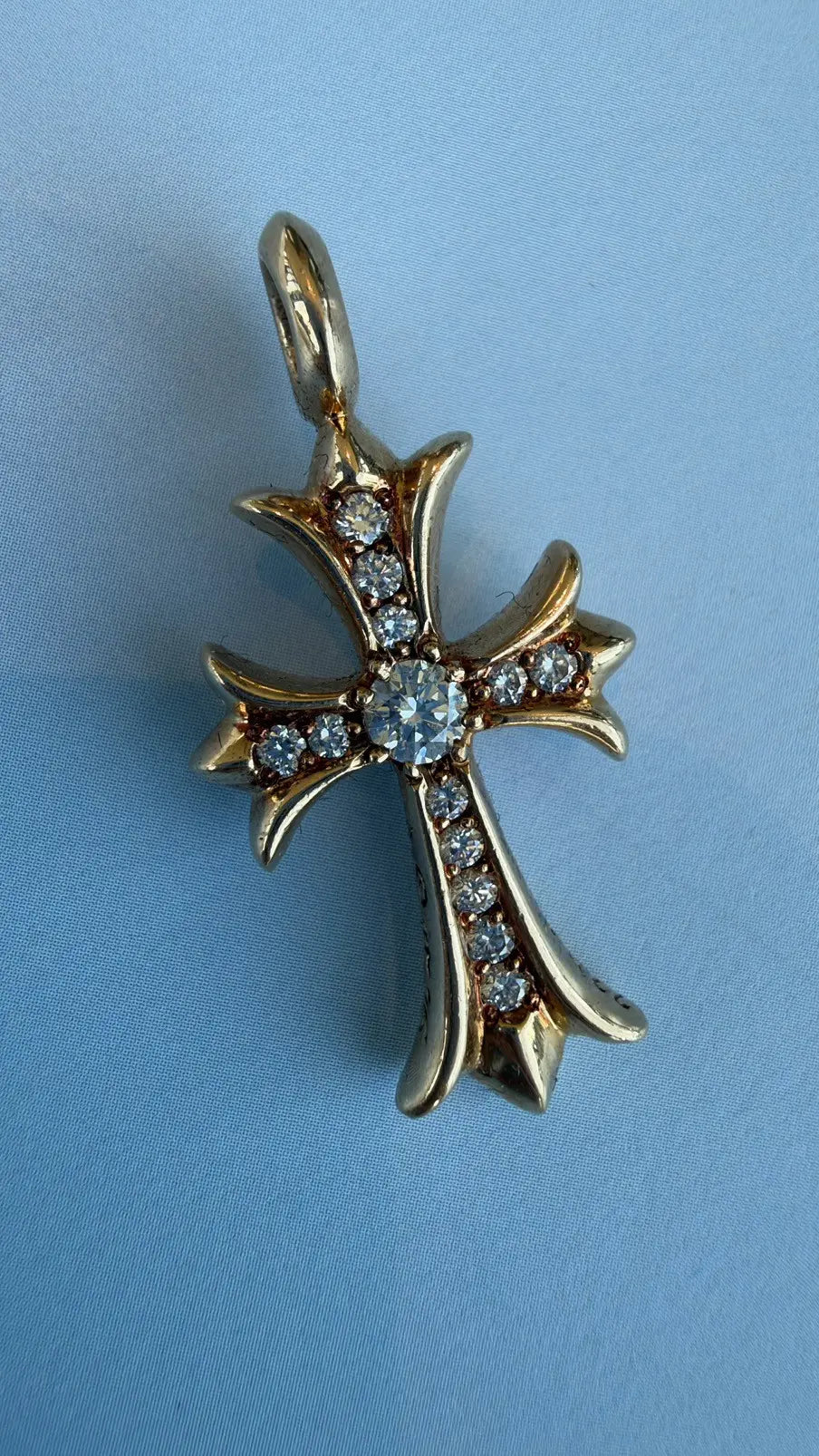 Chrome Hearts 22K Gold Diamond Cross Pendant Chrome Hearts