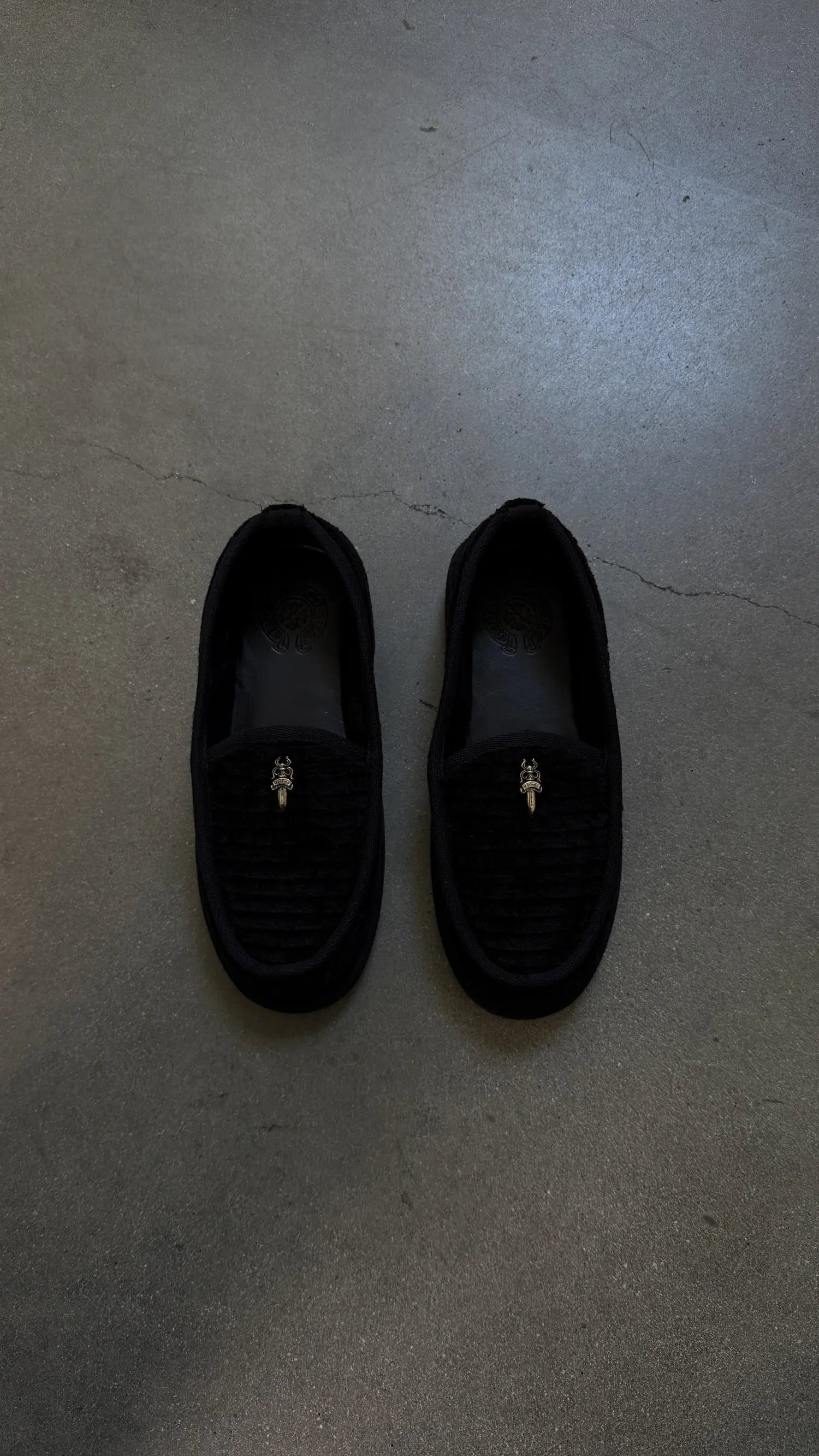 Chrome Hearts Loafers Corduroy Dagger Black