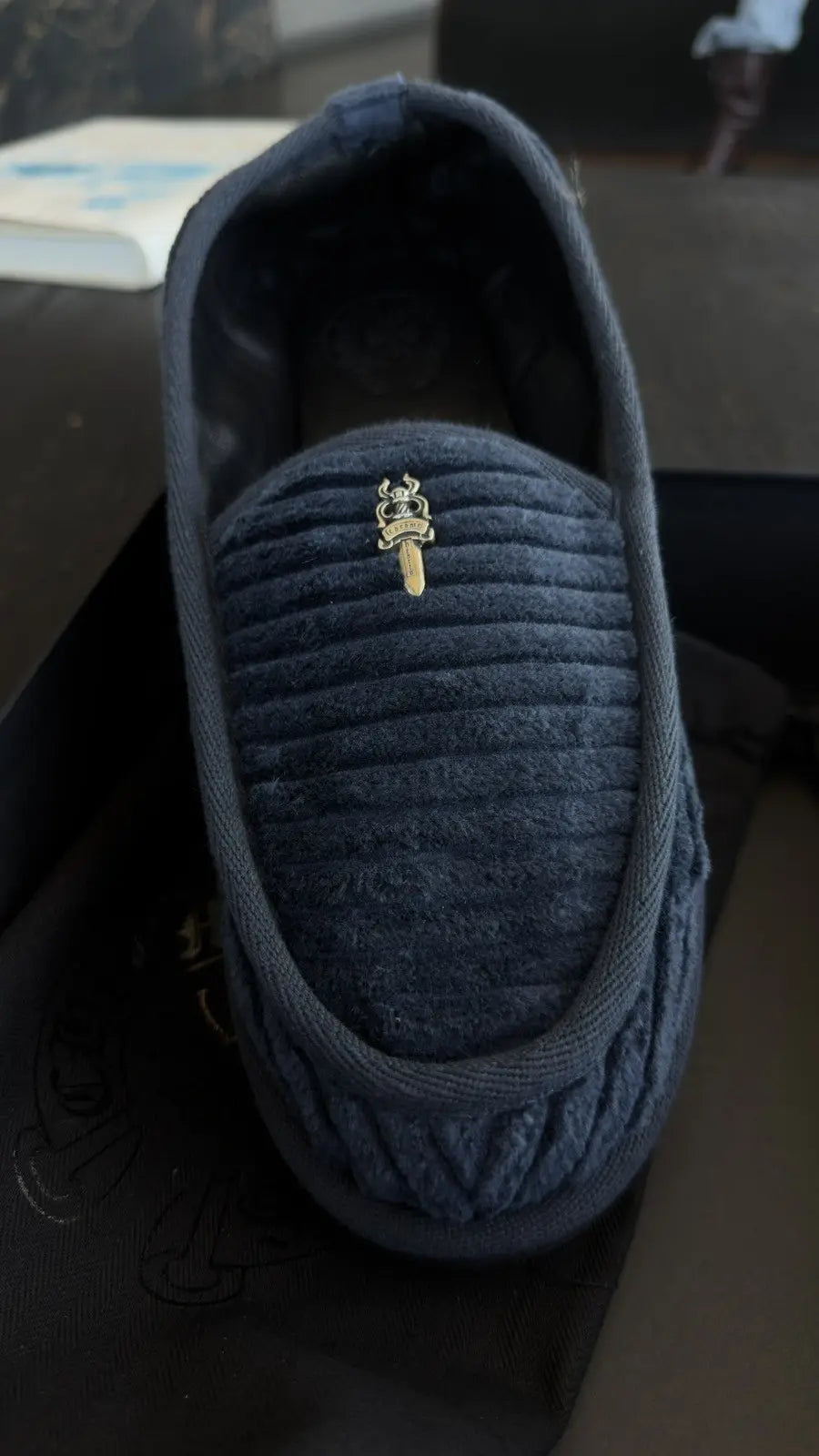 Chrome Hearts Dagger Corduroy Slip-On Slippers Chrome Hearts