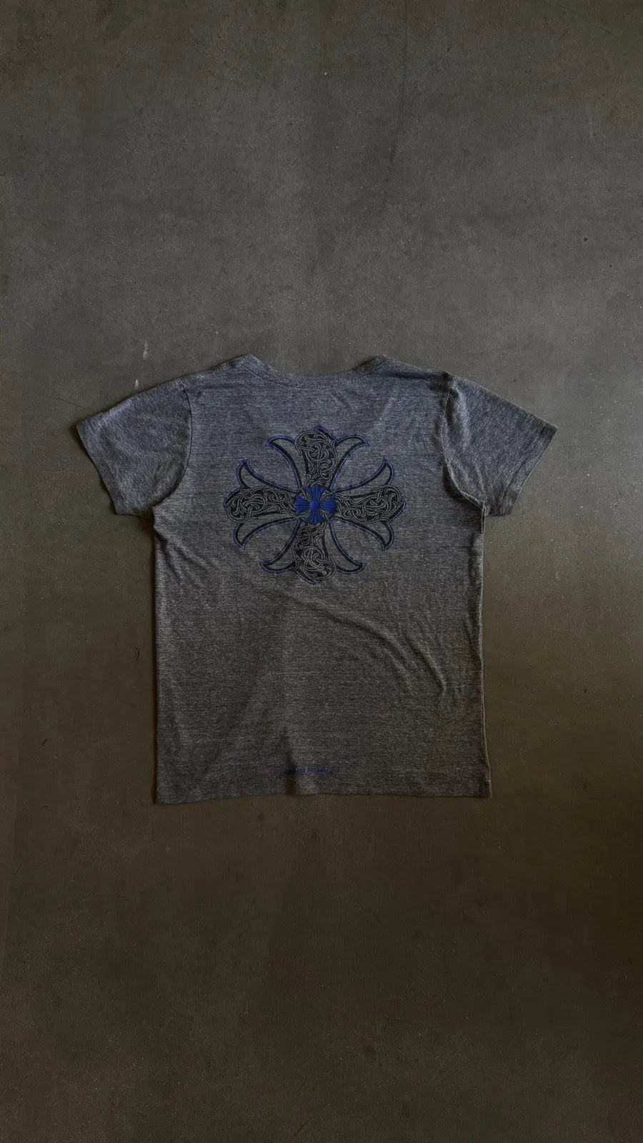 Chrome Hearts Grey & Blue Cross Logo T-shirt
