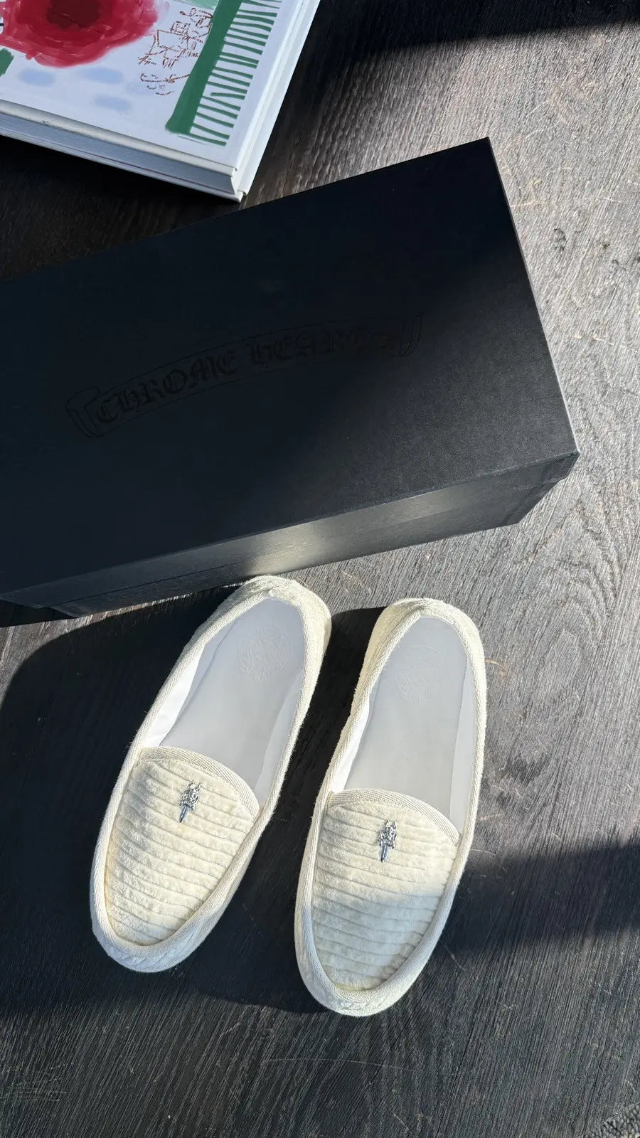 Chrome Hearts White Corduroy Dagger Loafers Chrome Hearts