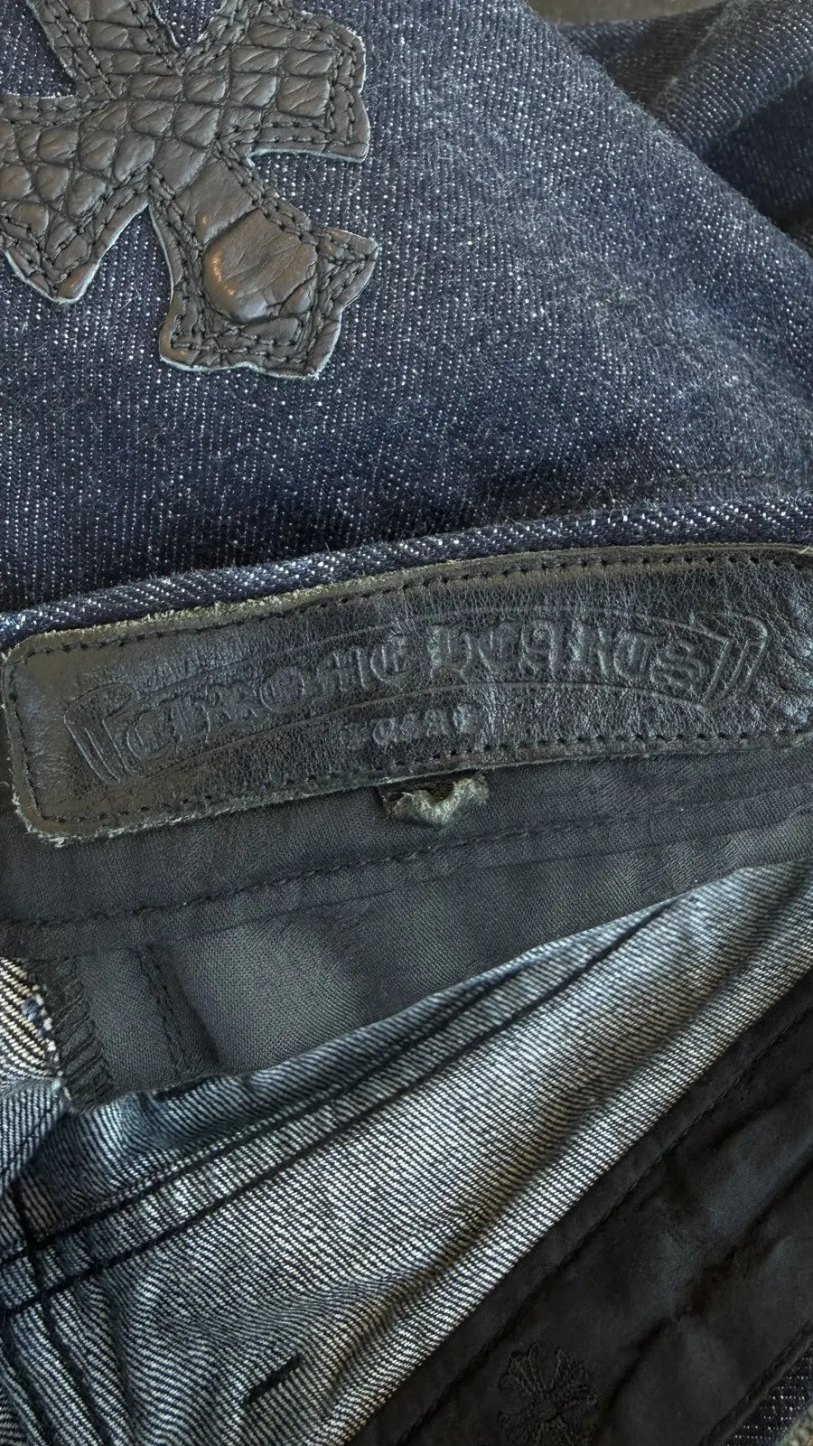 Chrome Hearts Crocodile Cross Patch Jeans Chrome Hearts