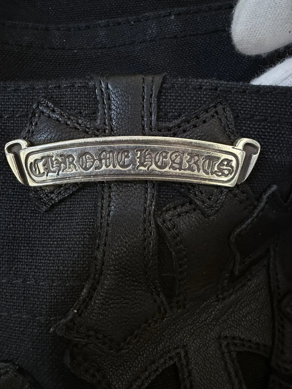 Chrome Hearts Cemetery Cross Leather Patch Cargo Pants