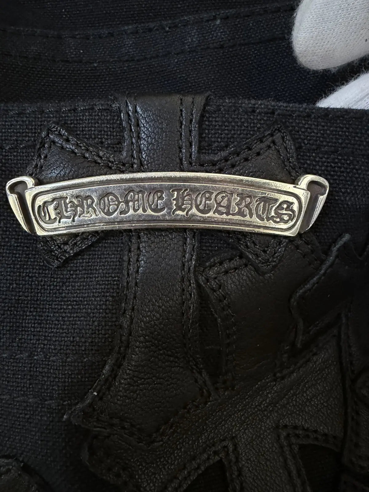 Chrome Hearts Cemetery Cross Leather Patch Cargo Pants