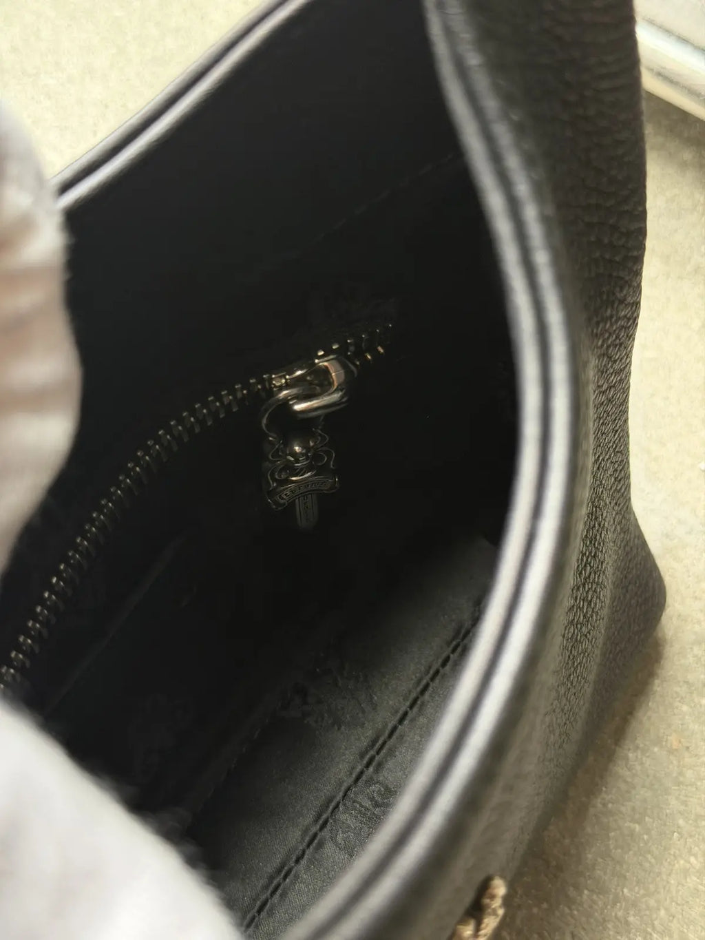 Chrome Hearts Black Leather Viv Bag