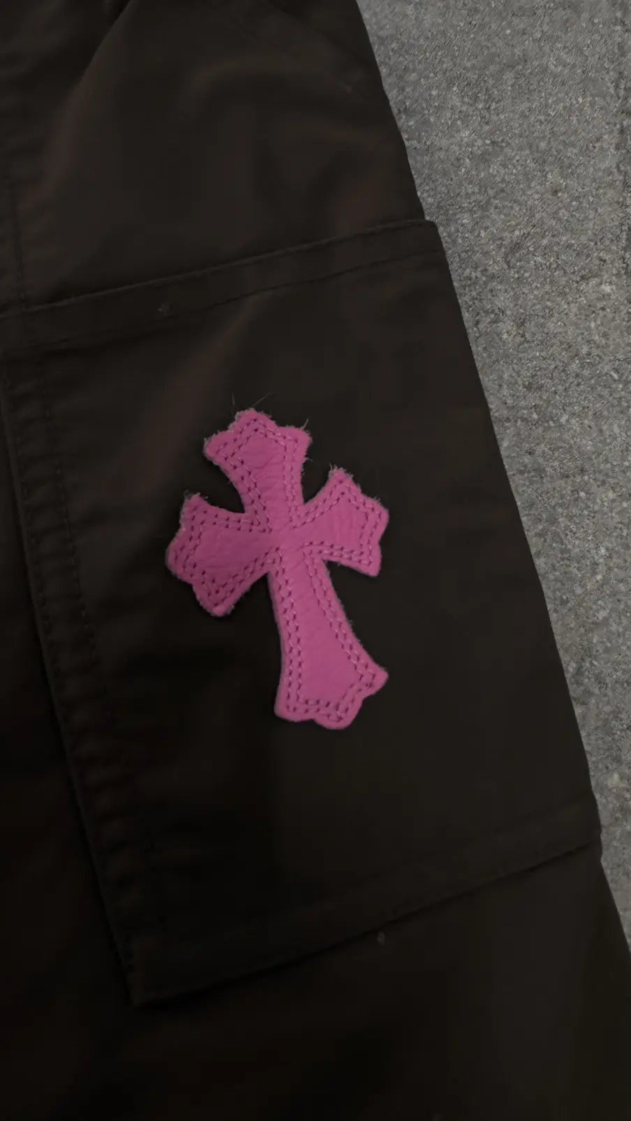 Chrome Hearts Brown Nylon and Leather Double Knee Pants