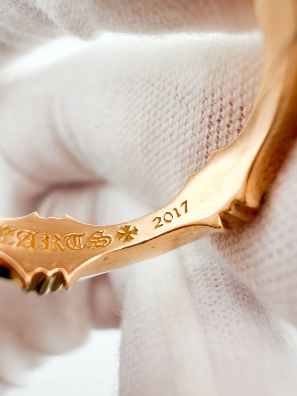 Chrome Hearts 22K Gold Plus Cross and Bone Ring