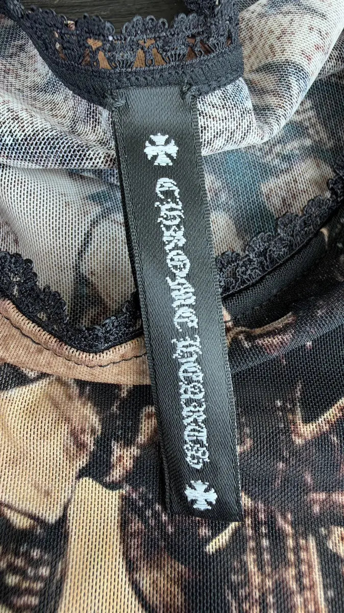 Chrome Hearts Cross Patch Print Mesh Long Sleeve Top Size M Chrome Hearts