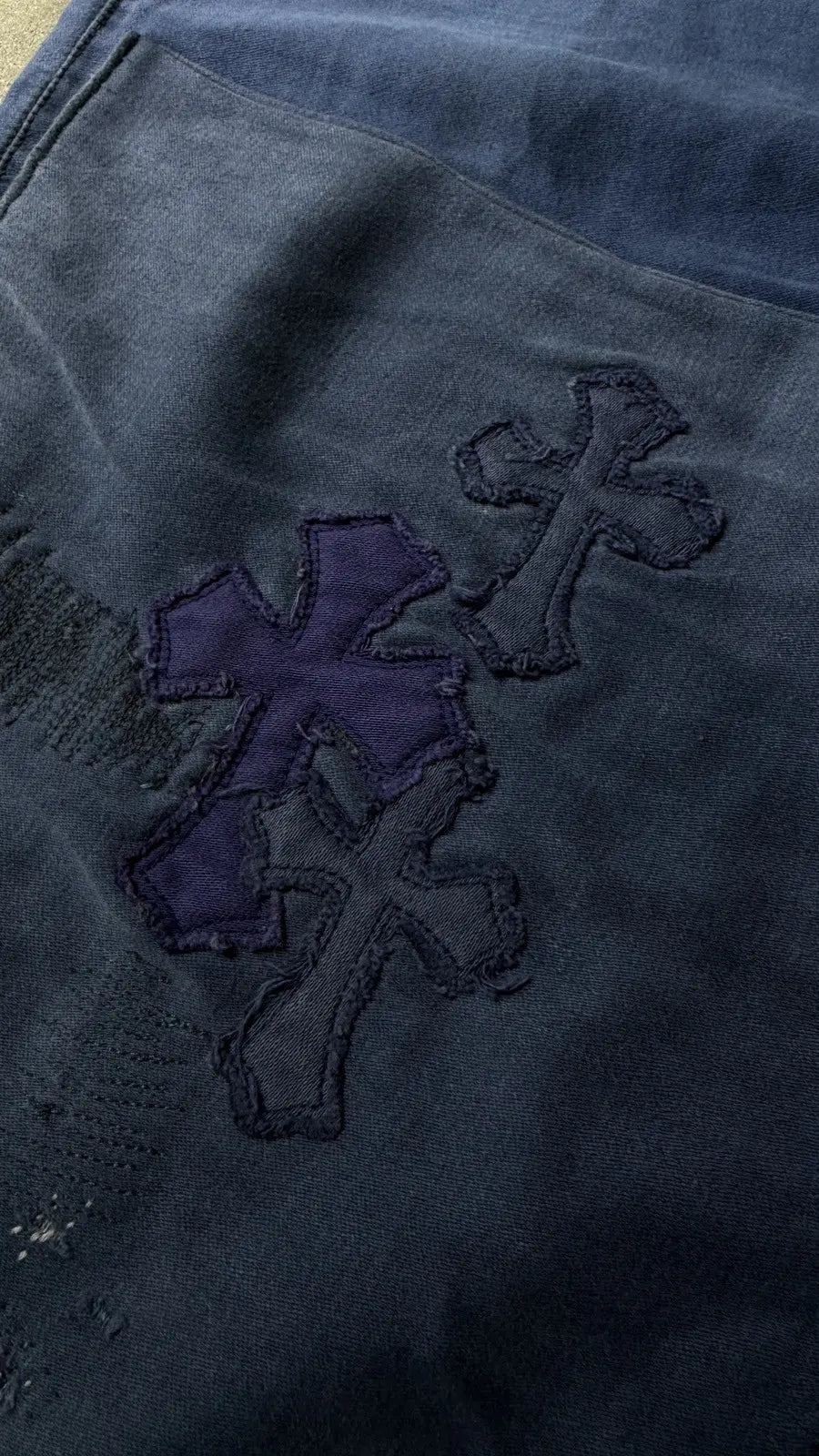 Chrome Hearts Blue Cross Patch French Work Pants