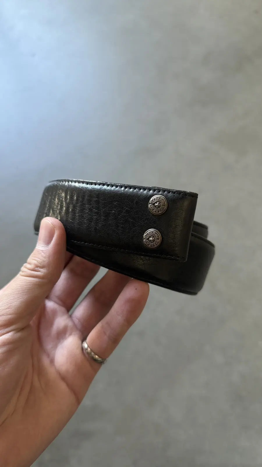 Chrome Hearts Black Leather Belt Strap (No Buckle)